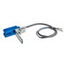A blue Sensor Film Eye with a wire attached.