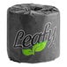 A Leafy standard roll of bamboo toilet paper with black and green packaging.