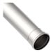 A close-up of a BLUCHER stainless steel pipe with a black end.