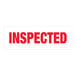 White rectangular tape with red text that reads "Inspected"