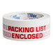 A white Tape Logic box with a roll of Tape Logic carton sealer tape with red text reading "Packing List Enclosed"