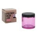 A pink plastic Comandante bean jar with a black lid in a box.