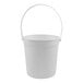 A white Howw Manufacturing plastic drink bucket with a clear handle.