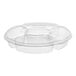 A clear plastic container with five compartments and a lid.