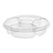 A clear plastic Inline Plastics 5-compartment platter with lid.