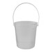 A clear plastic bucket with a white handle.