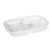 A clear plastic container with five compartments and a lid.