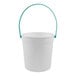 A white plastic drink bucket with a teal handle.