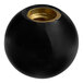 A black ball with a gold rim.