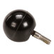 A black ball with a silver tip on it.