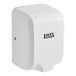 A white Lavex stainless steel automatic hand dryer box with black text.