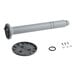 A grey circular tube with a round object and screws.