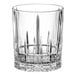 A Spiegelau Tritan plastic double old fashioned glass with a diamond pattern.