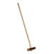 A long wooden brush with double carbon steel bristle heads and a red handle.