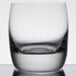 A close up of a half full Reserve by Libbey clear rocks glass.