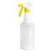 A white plastic bottle with a yellow and white sprayer.