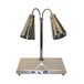 A Hanson Heat Lamps chrome carving station stand with two lamps.