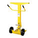 A yellow Ideal Warehouse AutoStand trailer stand with a handle.