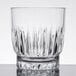 A close up of a Libbey Winchester Rocks glass with a diamond pattern.