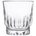 A clear Libbey Winchester Rocks glass with a patterned design.