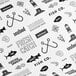 White butcher paper roll with black text and images of fish and fish hooks.