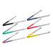 Fourté stainless steel scalloped tongs with assorted color coated handles on a white background.