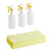 A white background with a Lavex yellow plastic bottle with white lid and two sprayers.