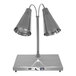 A stainless steel Hanson Heat Lamps carving station base with two cone-shaped lamps.