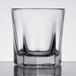 A clear Libbey Inverness rocks glass with a low rim.
