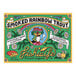 A Fishwife Smoked Rainbow Trout 3.7 oz. can with a green and yellow label.