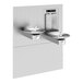 A stainless steel Haws hydration station with two drinking fountains.