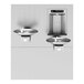 A stainless steel Haws Recessed bottle filler and drinking fountain with two faucets.