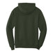 A back view of a green Port & Company Core Fleece pullover hoodie.