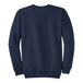 A navy Port & Company sweatshirt with long sleeves and the word "sweatshirt" on the back.