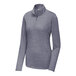 A Sport-Tek women's navy blue quarter-zip pullover sweatshirt with long sleeves in a tri-blend fabric.