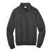 A dark heather gray Port & Company core fleece quarter-zip sweatshirt.