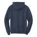 A back view of a navy Port & Company Core Fleece pullover hoodie.