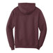 A heather maroon Port & Company core fleece pullover hoodie with a white background.