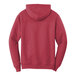 A Port & Company heather red fleece pullover hoodie with a hood.