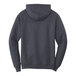 A heather navy Port & Company Core Fleece pullover hoodie with a hood.