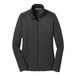 A Port Authority iron gray and black full-zip jacket for women with a vertical texture.