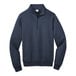 A navy Port & Company quarter-zip pullover sweatshirt with a zipper.