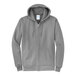 A Port & Company athletic heather grey zip-up hoodie.