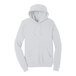 A white Bella Canvas sponge fleece pullover hoodie with a hood.
