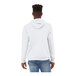 A man wearing a white Bella + Canvas sponge fleece pullover hoodie.
