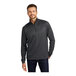 An extra small unisex iron gray Port Authority 1/4 zip pullover sweater with a black shirt underneath.