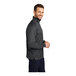 An extra small Port Authority iron gray and black quarter-zip pullover with vertical texture.