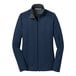 A Port Authority regatta blue full-zip jacket with iron gray lining.