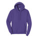 A purple Port & Company Core Fleece pullover hoodie with a hood.