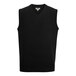 A black unisex jersey knit vest made of acrylic in a small size.